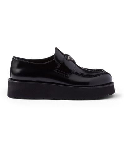 Prada Brushed Leather Loafers 45 - Black