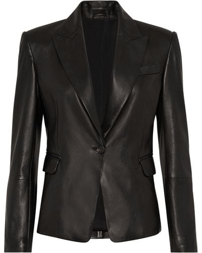 Brunello Cucinelli Leather Single-breasted Blazer - Black