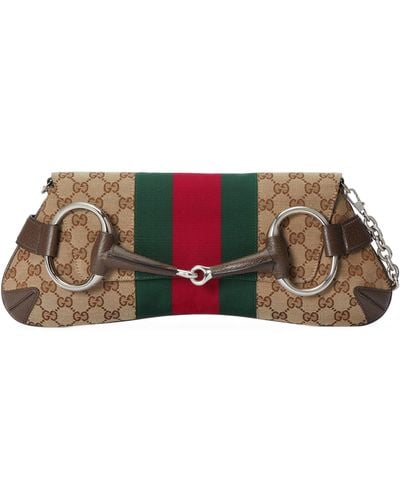 Gucci Medium Horsebit Chain Shoulder Bag - Natural