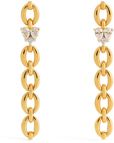 Nadine Aysoy Yellow Gold And Diamond Catena Earrings - Metallic