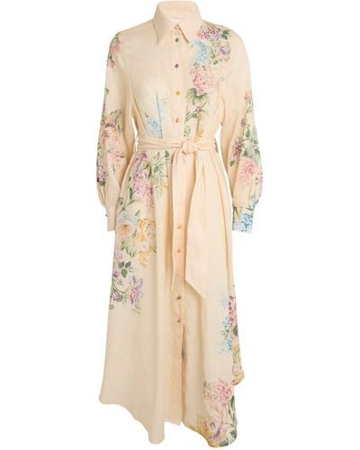 Zimmermann Linen Floral Halliday Dress - Natural