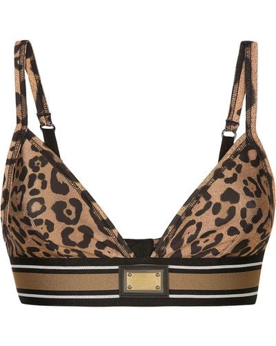 Dolce & Gabbana Leopard Print Bralette Top - Brown