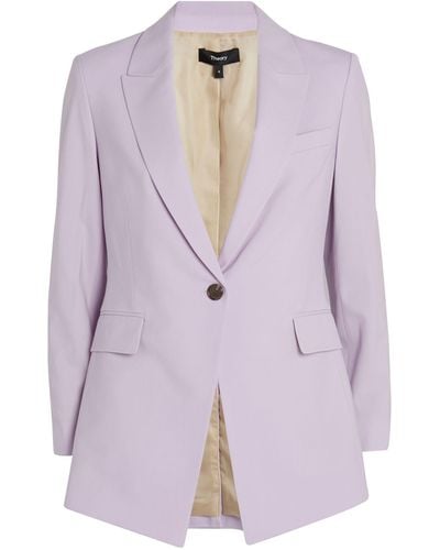 Theory Wool-blend Single-breasted Blazer - Purple