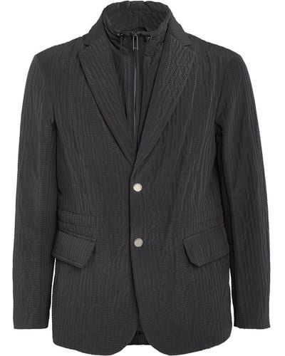 Emporio Armani Textured Single-breasted Jacket - Black
