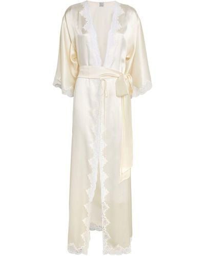 Carine Gilson Silk Lace-detail Long Robe - White