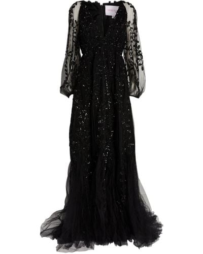 Carolina Herrera Embellished Tulle Gown - Black
