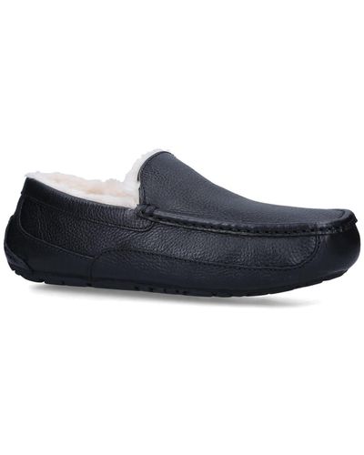 UGG Ascot Shearling-lined Leather Slippers - Blue