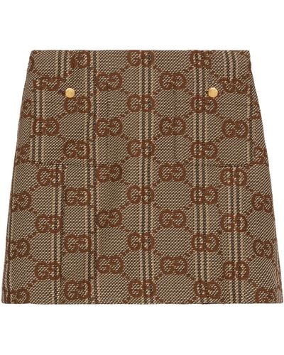 Gucci Wool Jumbo Gg Mini Skirt - Brown