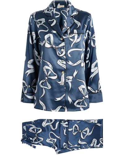Olivia Von Halle Silk Lila Arran Pajama Set - Blue