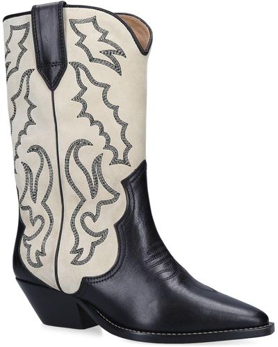 Isabel Marant Duerto Embroidered Suede Cowboy Boots - Blue