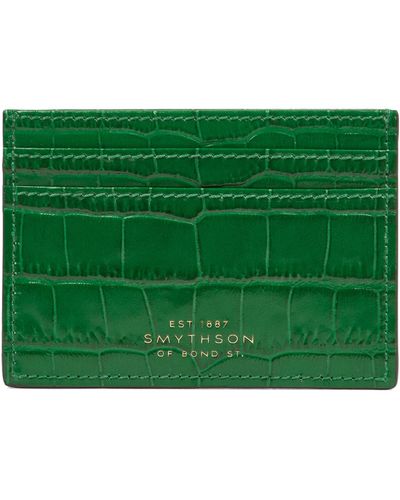 Smythson Mara Leather Card Holder - Green