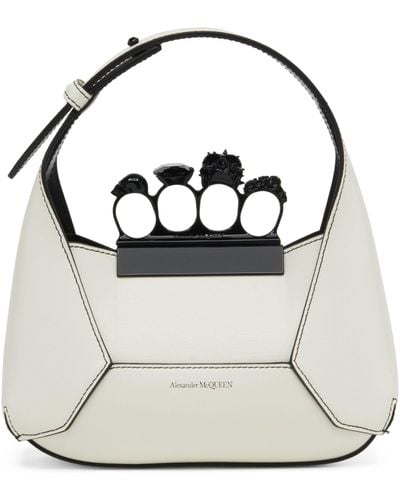 Alexander McQueen Leather Jewelled Top-handle Bag - White