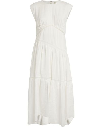 FRAME Linen-blend Midi Dress - White