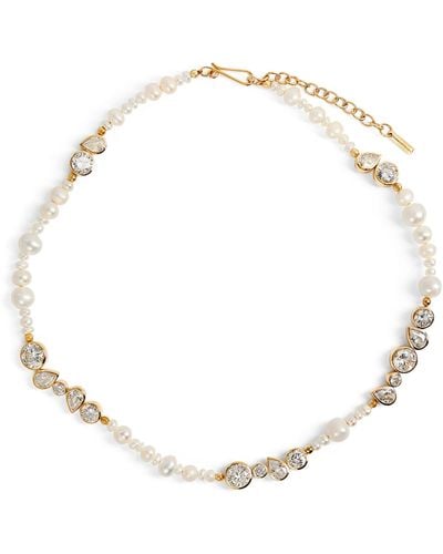Completedworks Freshwater Pearl And Cubic Zirconia Glitch Necklace - Metallic