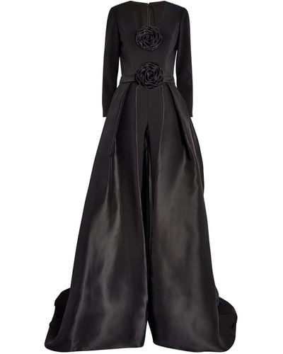 Carolina Herrera Flower-detail Jumpsuit With Overskirt - Black
