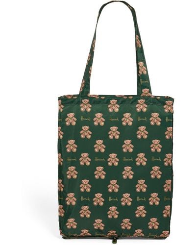 Harrods Recycled Jacob Bear Pocket Shopper Bag - Green
