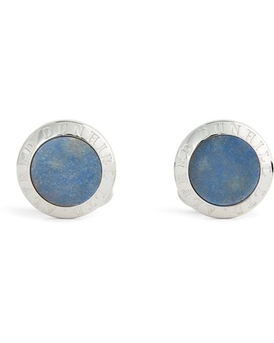 Dunhill Silver And Agate Logo Cufflinks - Blue