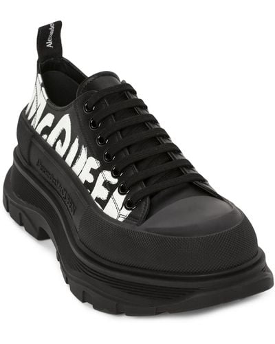 Alexander McQueen Tread Slick Lace Up Leather Sneaker - Black