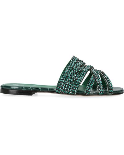 Gina Croc-effect Stirling Sandals - Green
