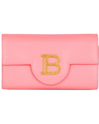 Balmain Leather B-buzz Chain Wallet - Pink