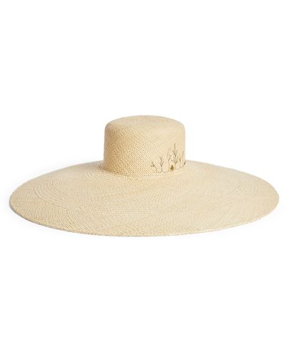 Maison Michel Embroidered Josephine Hat - Natural