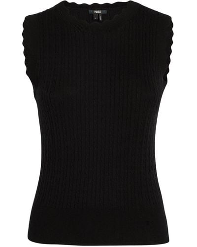 PAIGE Cable-knit Sleeveless Syrie Top - Black