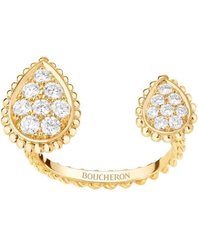 Boucheron Yellow Gold And Diamond Serpent Bohème Motif Ring - Metallic