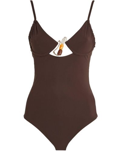 Christopher Esber Embellished Nebula Swimsuit - Brown