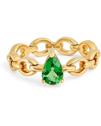 Nadine Aysoy Yellow Gold And Emerald Catena Ring