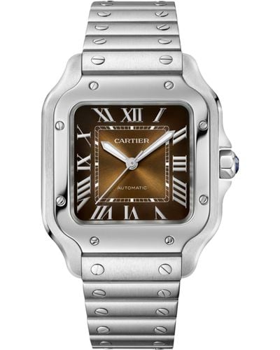 Cartier Medium Steel Santos De Watch 35.1mm - Grey