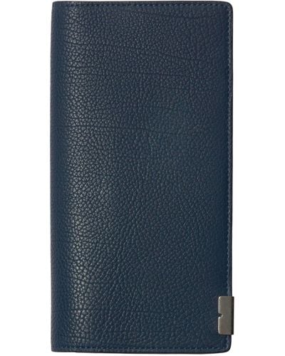 Burberry Grained Leather B-cut Continental Wallet - Blue