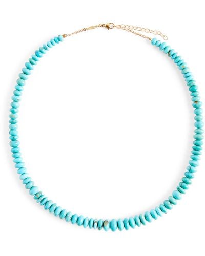 Jacquie Aiche Yellow Gold And Turquoise Graduated Beaded Necklace - Blue