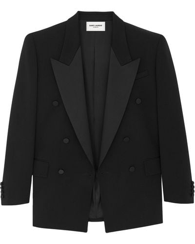 Saint Laurent Wool Double-breasted Blazer - Black
