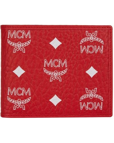 MCM Logo Visetos Bifold Wallet - Red