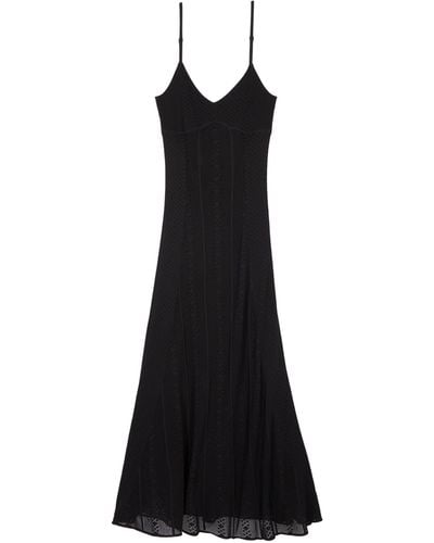 The Kooples Cotton Openwork Knit Midi Dress - Black
