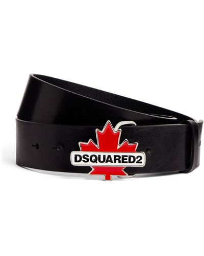 DSquared² Leather Canada Leaf-buckle Belt - Black