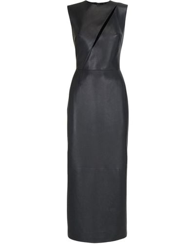 Alexander McQueen Leather Cut-out Midi Dress - Black