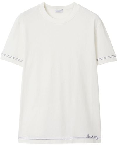Burberry Cotton Stitched-logo T-shirt - White
