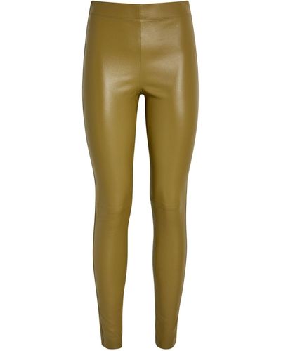 Mid-rise gabardine leggings in green - Joseph