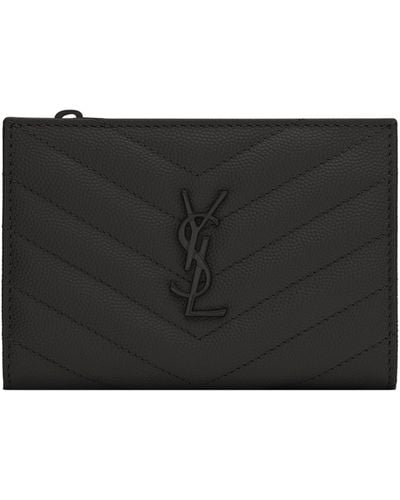 Saint Laurent Quilted Leather Bifold Pouch - Black