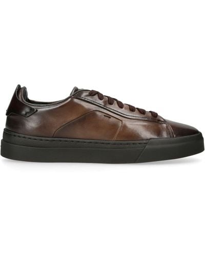 Santoni Leather Gloria Sneakers - Brown