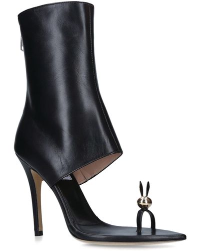 Natasha Zinko Leather Bunny Open-toe Boots 120 - Black
