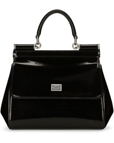 Dolce & Gabbana Leather Sicily Top-handle Bag - Black