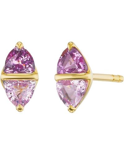 Emily P. Wheeler Yellow Gold And Sapphire Diamond Stud Earrings - Metallic