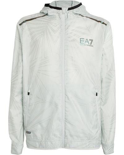 EA7 Patterned Logo Zip-up Jacket - White