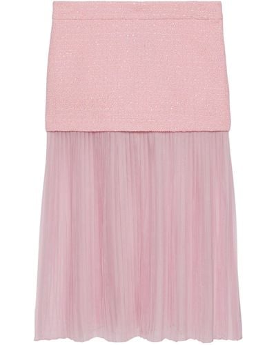 Gucci Tweed Layered Midi Skirt - Pink
