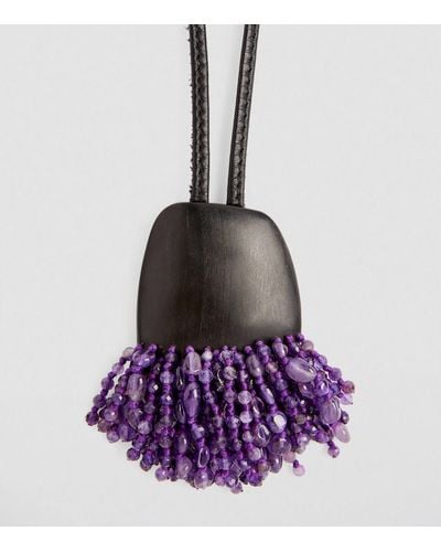 Eskandar Amethyst Stranded Pendant Necklace - Purple