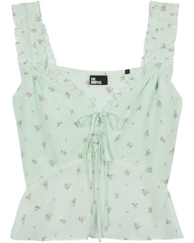 The Kooples Silk Floral Cami - Blue