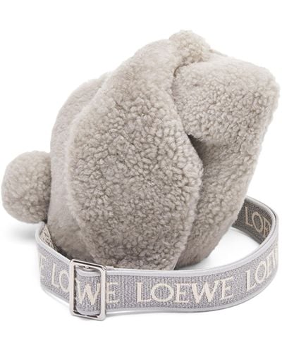 Loewe Shearling Bunny Cross-body Bag - White