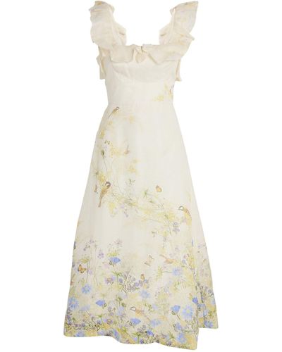 Zimmermann Linen-silk Floral Harmony Dress - White